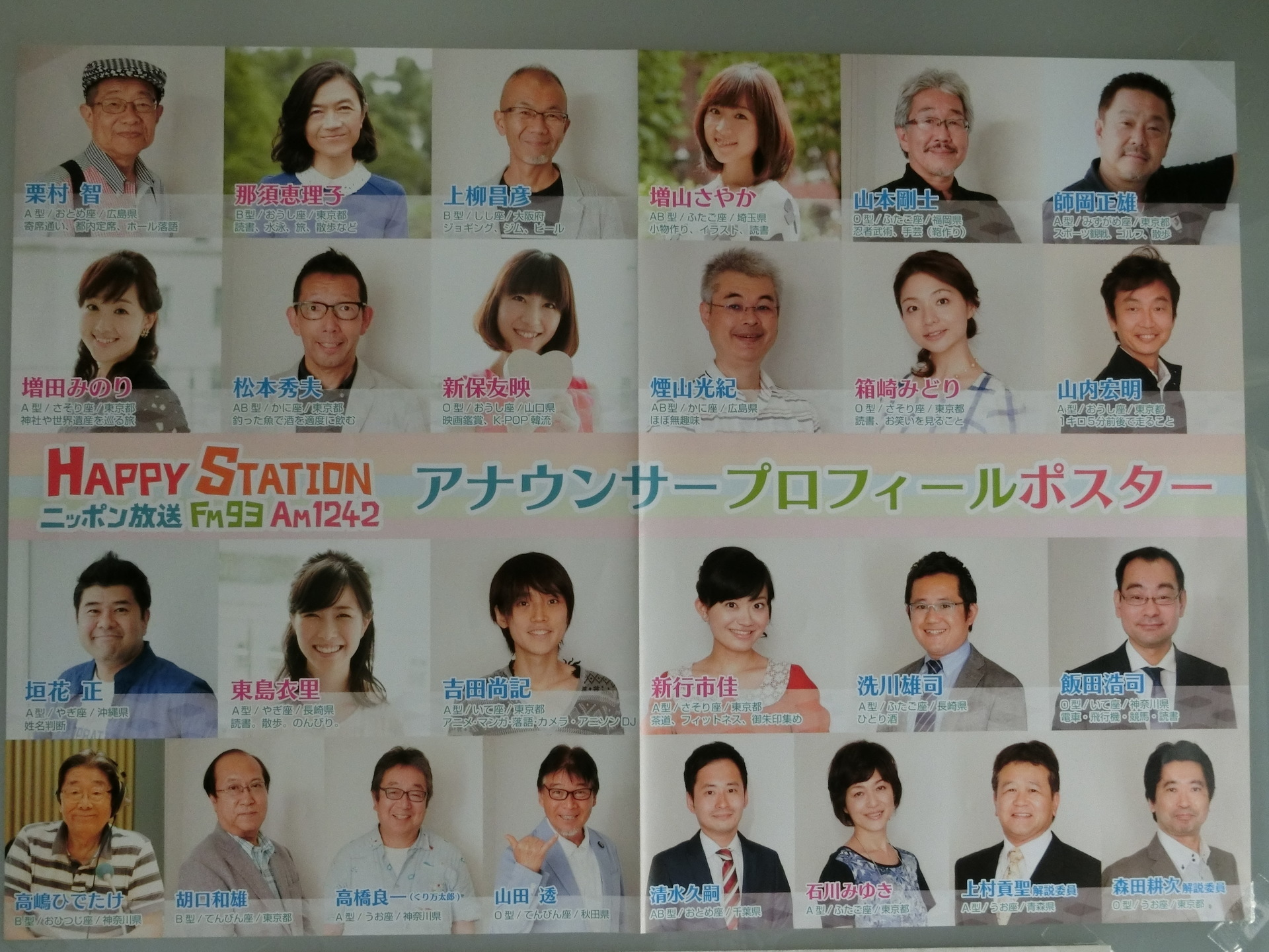 写真付き ニッポン放送女性アナウンサーカレンダー 16 届きました 付録の アナウンサープロフィールポスター は早速 部屋の壁に貼って 楽しんでますよ
